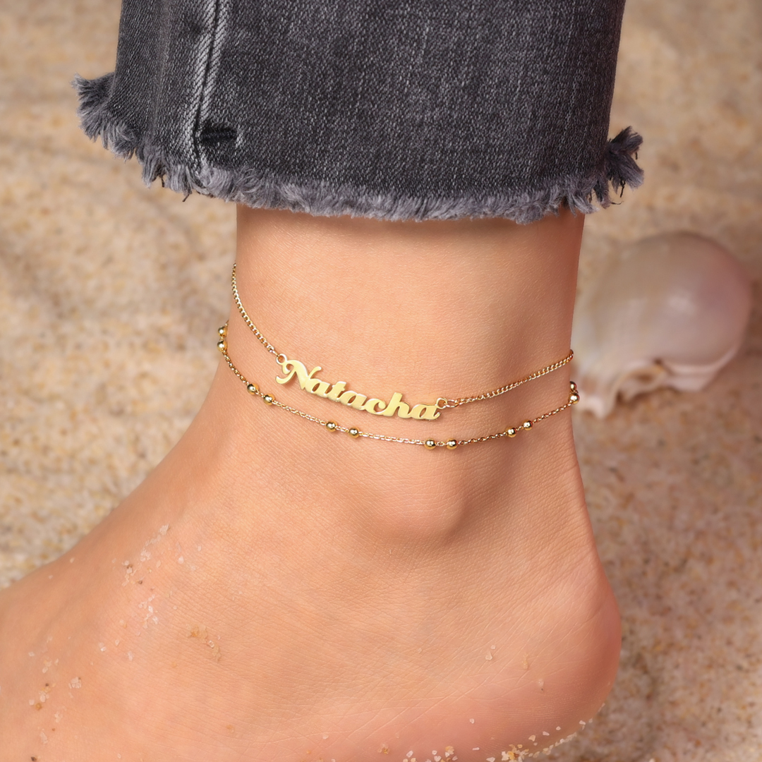 Double Stranded-Personalised Name Anklet For Her-Jessemade AU