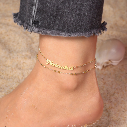 Double Stranded-Personalised Name Anklet For Her-Jessemade AU