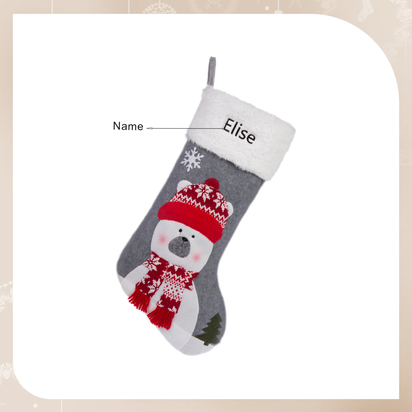 Customised 1 Name Christmas Stockings Ornaments Personalised Christmas Gray Gifts for Family Friends-Jessemade AU