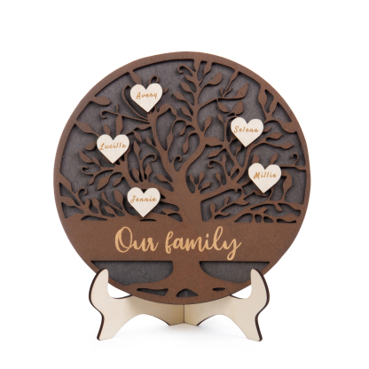 Wooden Family Tree Sign Engrave 5 Names Keepsake Gifts-Jessemade AU