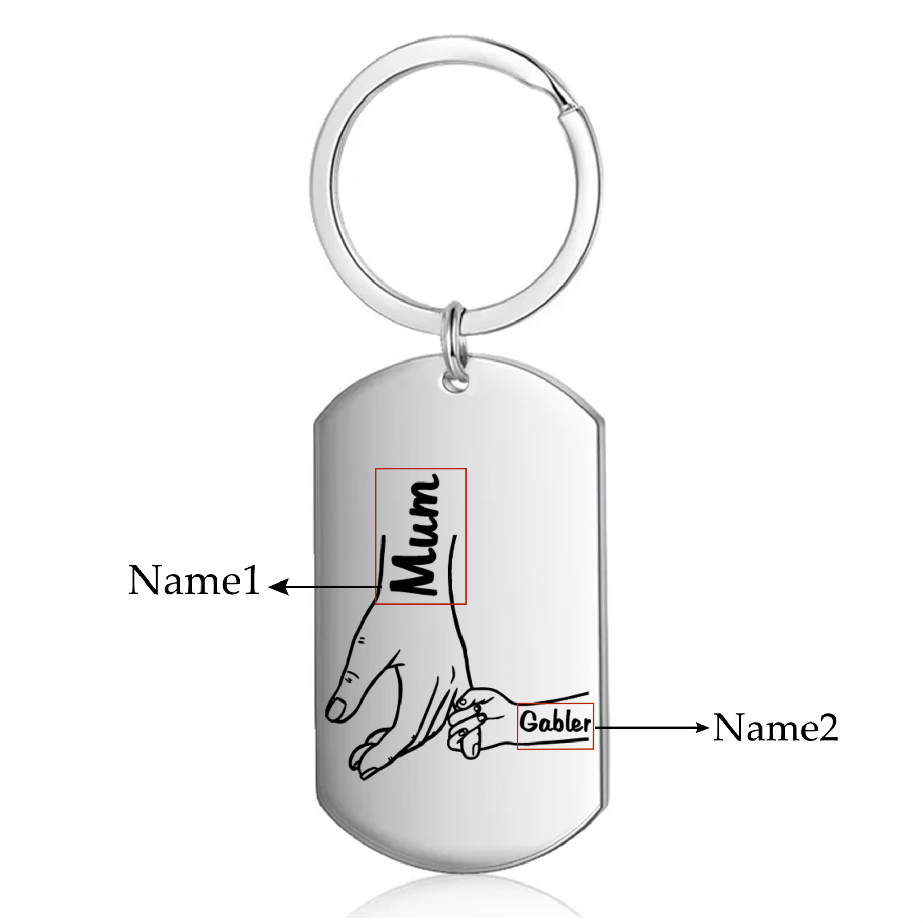 2 Names - Personalised Name Keychain Holding Hands Keychain Mother's Day Gifts For Grandma/Mother-Jessemade AU