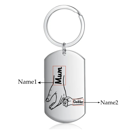 2 Names - Personalised Name Keychain Holding Hands Keychain Mother's Day Gifts For Grandma/Mother-Jessemade AU