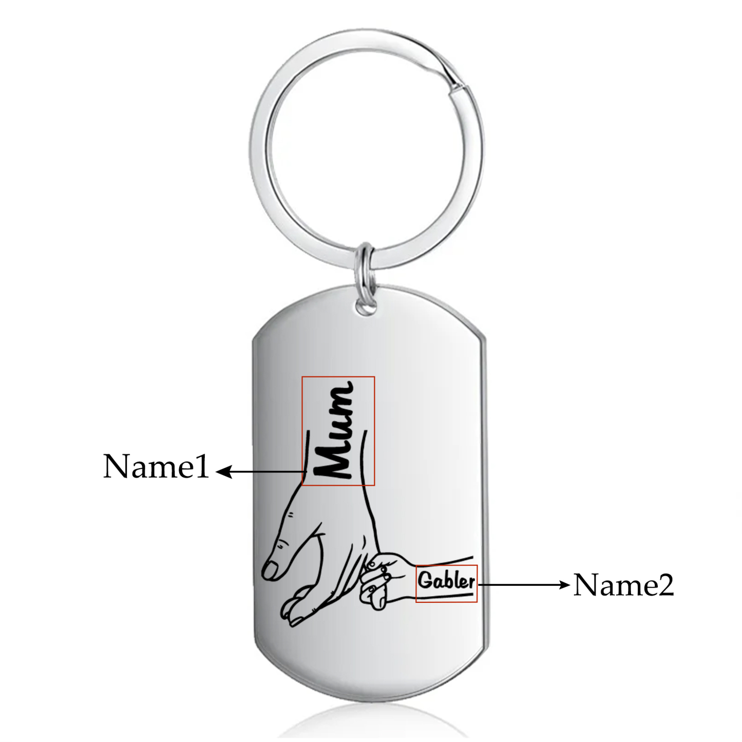 2 Names - Personalised Name Keychain Holding Hands Keychain Mother's Day Gifts For Grandma/Mother-Jessemade AU