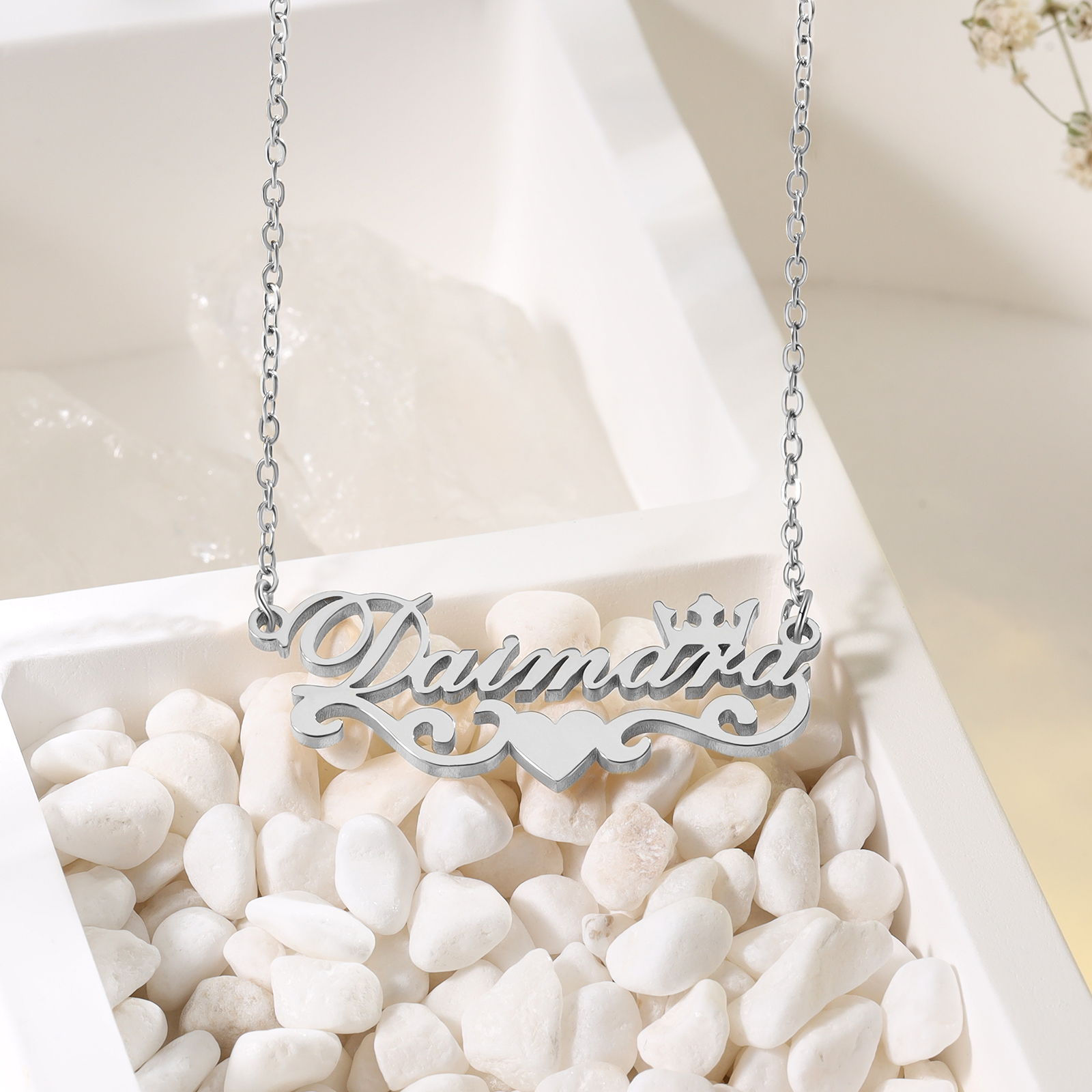 Crown Name Necklace Heart Personalised Name Necklaces Christmas Gift-Jessemade AU