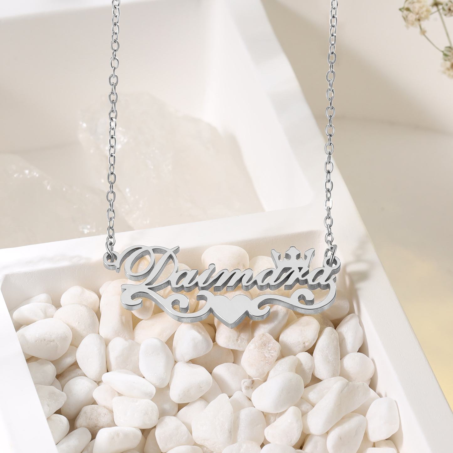 Crown Name Necklace Heart Personalised Name Necklaces Christmas Gift-Jessemade AU