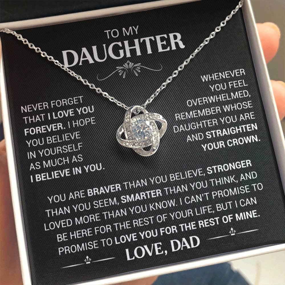 To My Daughter Love Knot Necklace Dad to Daughter Necklace Special Birthday Gift for Her - Never Forget That I Love You Forever-Jessemade AU