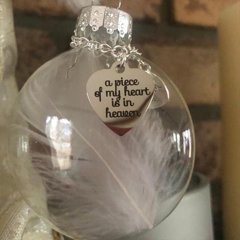 Memorial Ornament Feather Ball Decoration A Piece of My Heart Is In Heaven-Jessemade AU