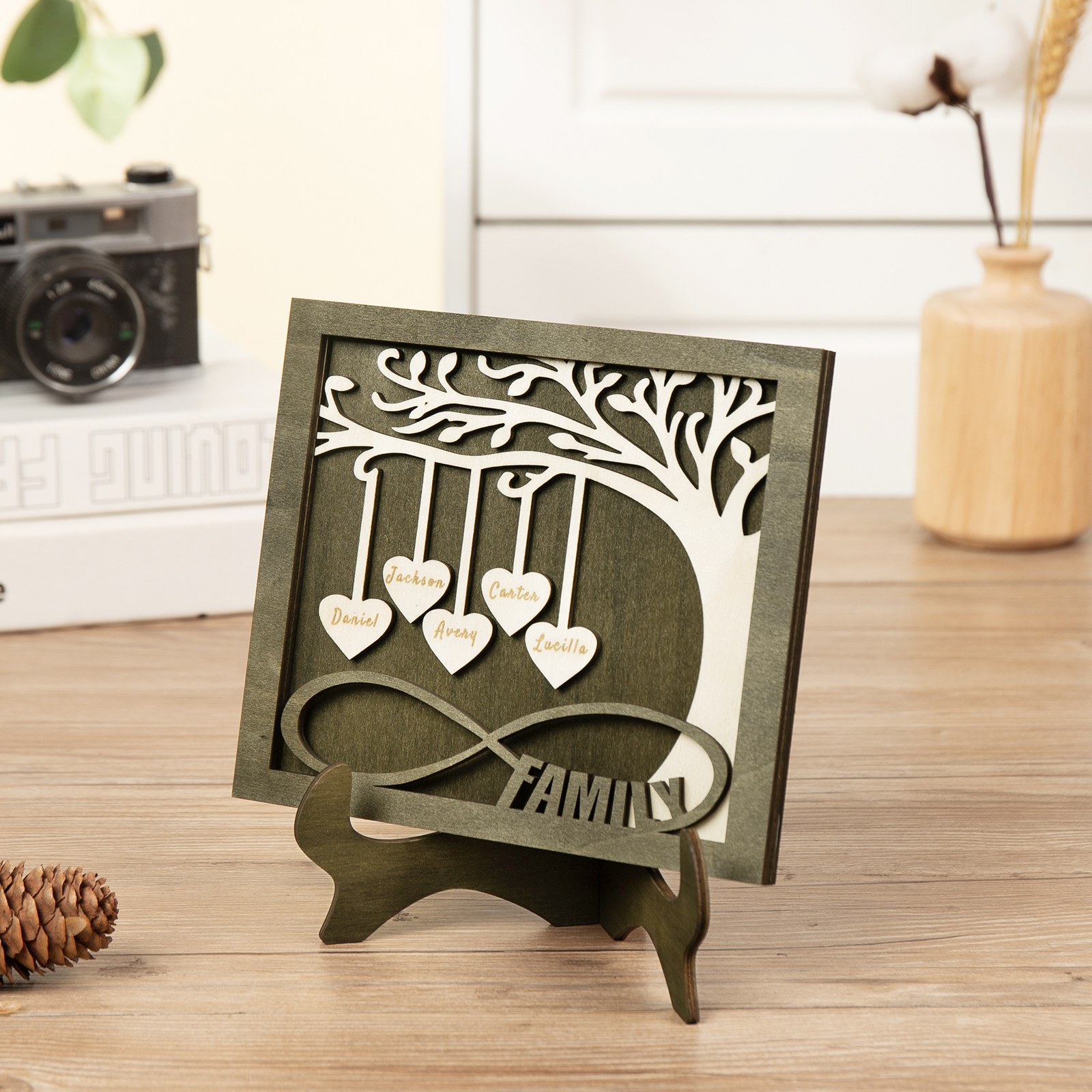 Custom Family Tree Sign with 5 Names Wooden Keepsake Gifts-Jessemade AU