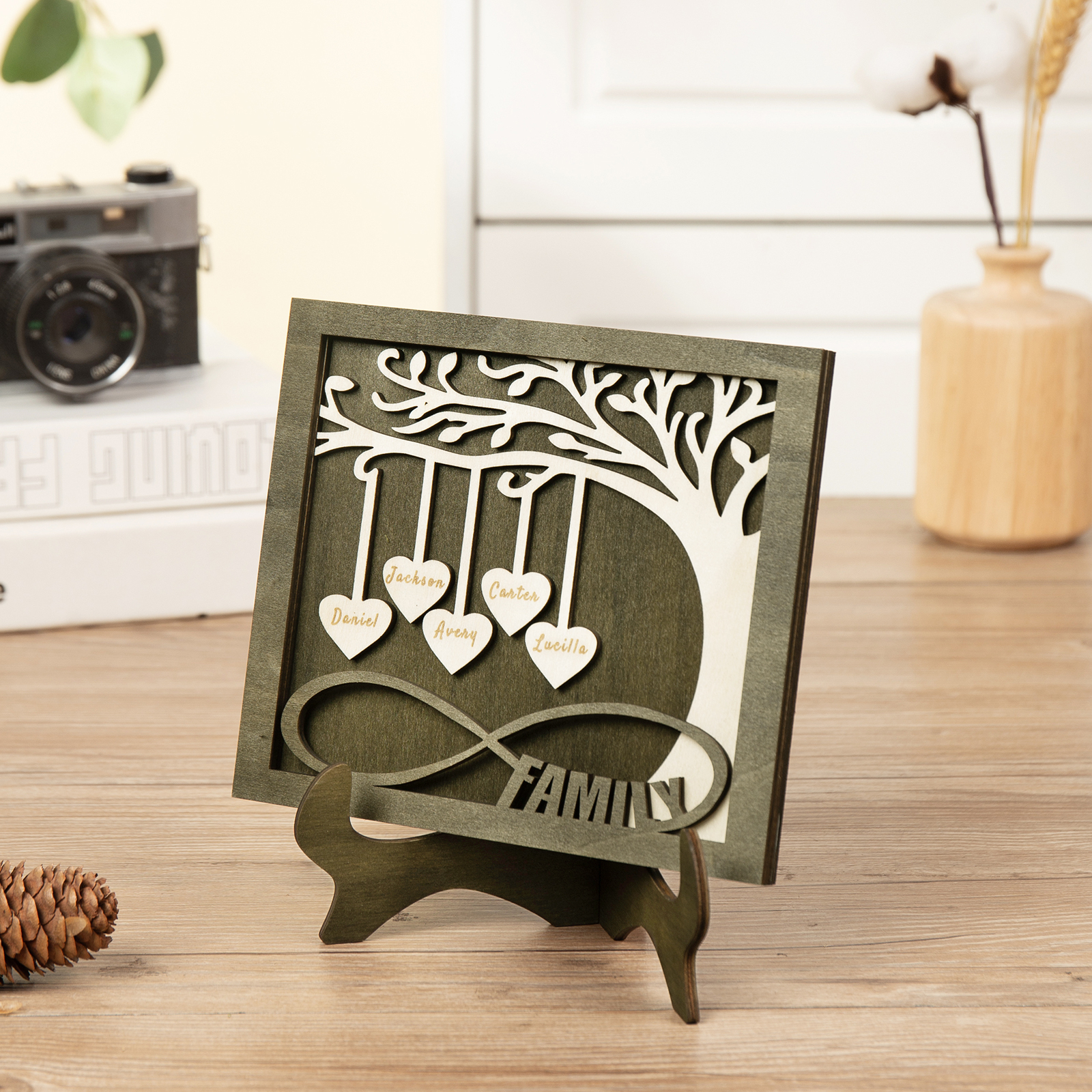 Custom Family Tree Sign with 5 Names Wooden Keepsake Gifts-Jessemade AU