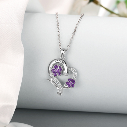 Personalised February Birthflower Necklace With Birthstones Custom 1 Name Necklace For Her-Jessemade AU