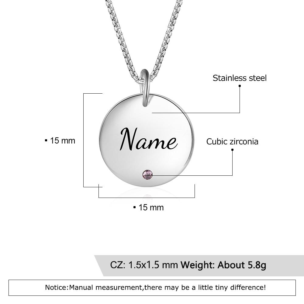 Personalised Round Pendant Necklace With a Birthstone-Jessemade AU