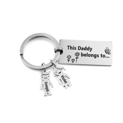 Personalised Kid Charm Keychain Engraved 2 Names Family Keychain for Him-Jessemade AU
