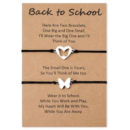 2 Pcs Back To School Butterfly Bracelet Set, Adjustable Bracelets Gift With Gift Card Set For Kids-Jessemade AU