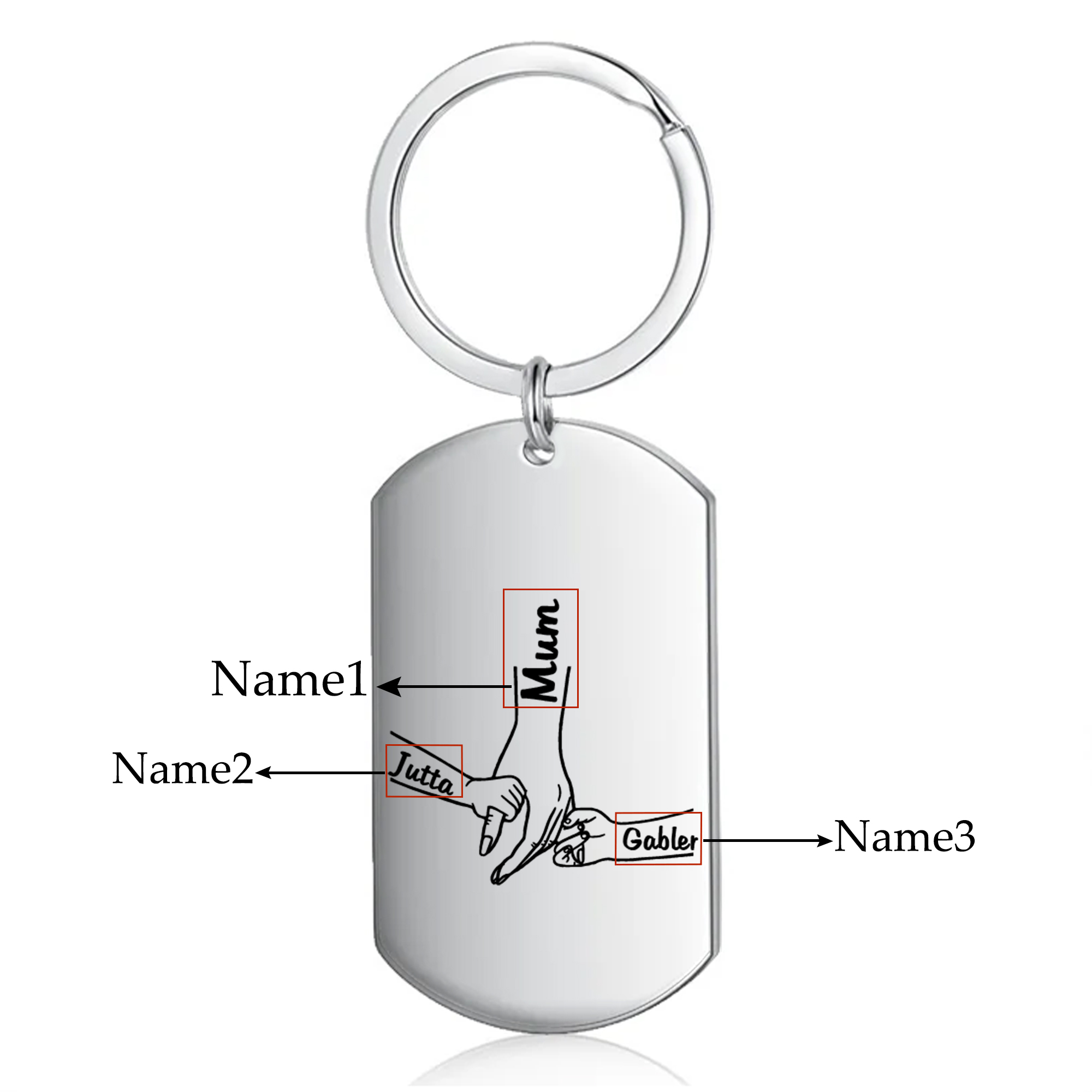 3 Names - Personalised Name Keychain Holding Hands Keychain Mother's Day Gifts For Grandma/Mother-Jessemade AU