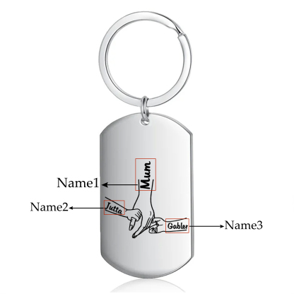 3 Names - Personalised Name Keychain Holding Hands Keychain Mother's Day Gifts For Grandma/Mother-Jessemade AU