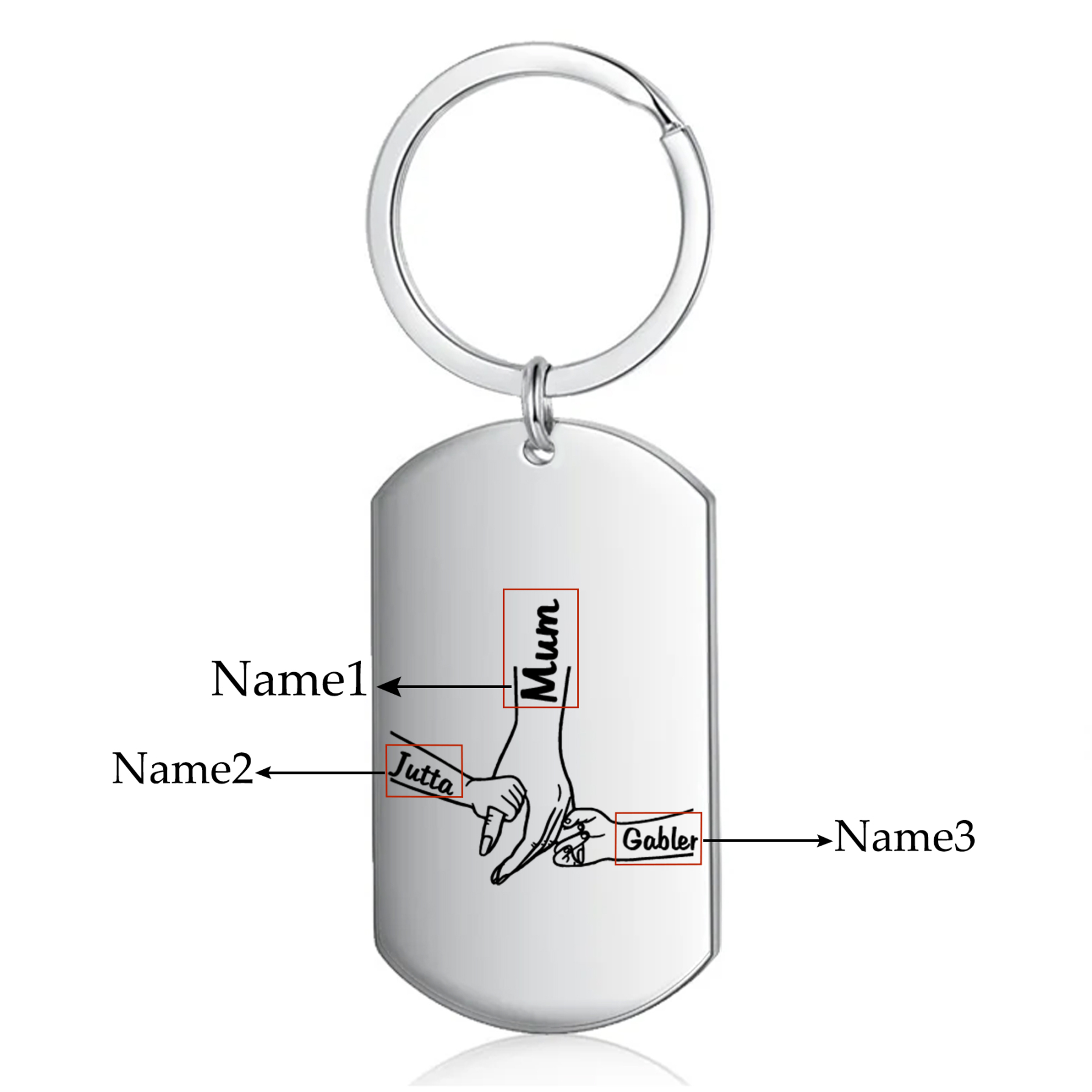 3 Names - Personalised Name Keychain Holding Hands Keychain Mother's Day Gifts For Grandma/Mother-Jessemade AU