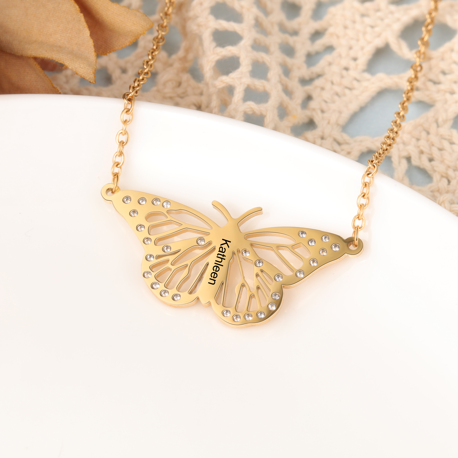 Personalised Butterfly Name Women's Necklace-Jessemade AU