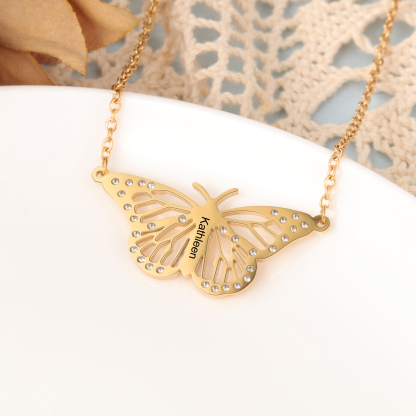Personalised Butterfly Name Women's Necklace-Jessemade AU