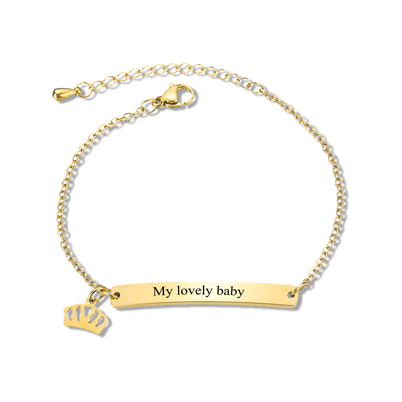 Custom 1 Name Bracelet Personalised Crown Bracelet Love Gifts For Her-Jessemade AU
