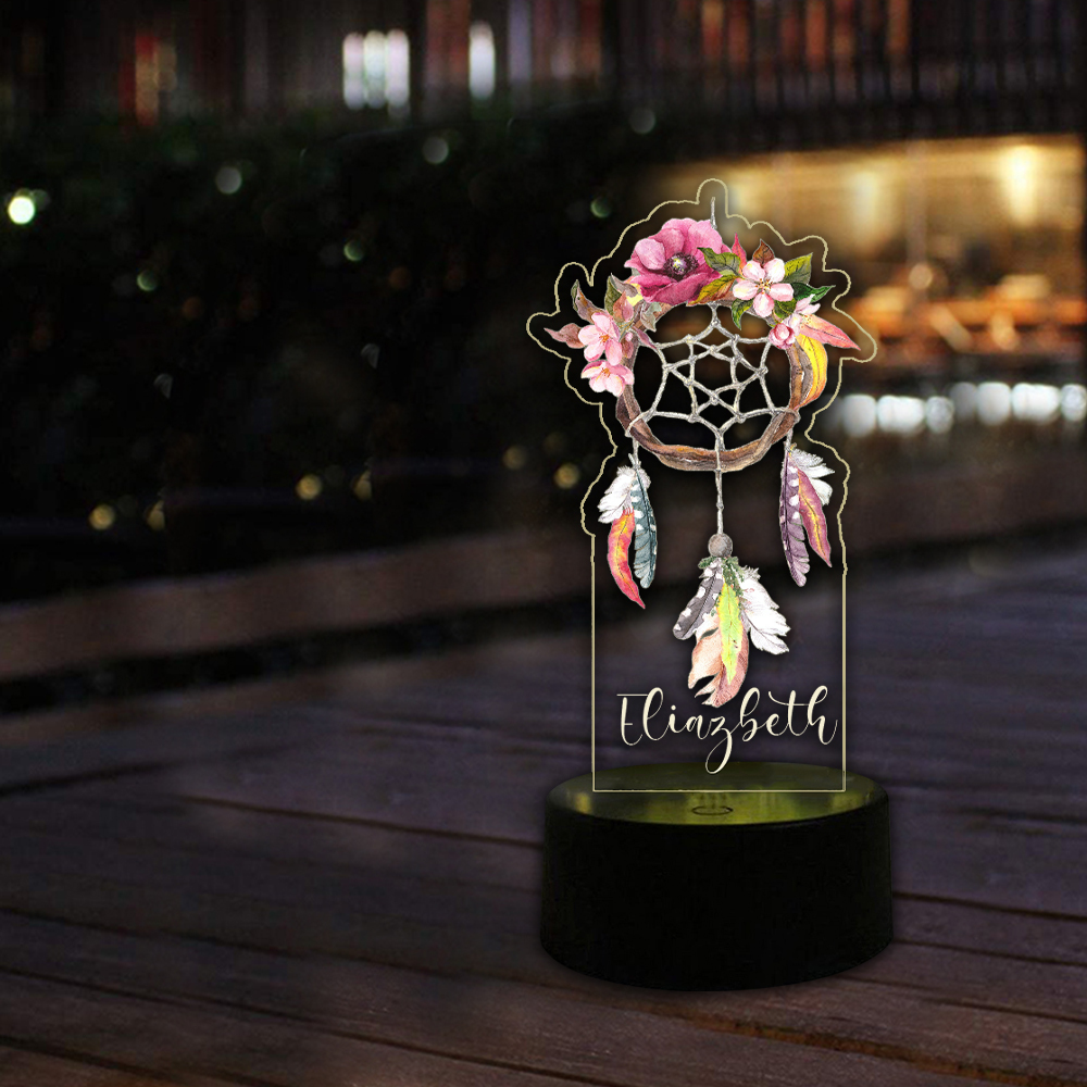 Custom Dream Catcher Night Light 7 Colours Changing Night Light With Name LED Lamp Gifts For Kids-Jessemade AU