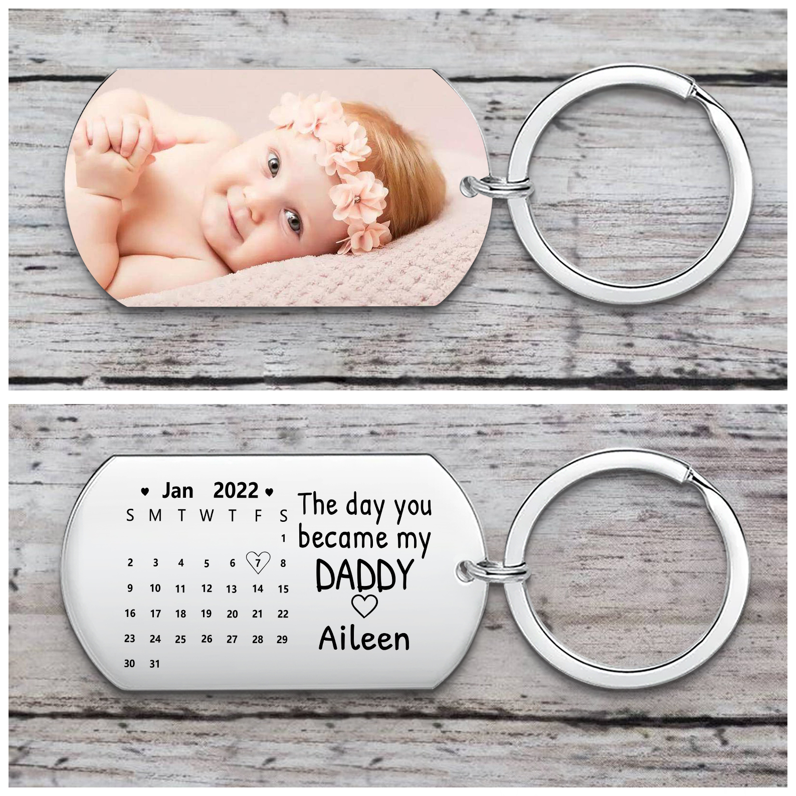 Personalised Calendar Keychain Custom Photo & Name Keychain - The Day You Became My Daddy/Mommy/Mummy-Jessemade AU
