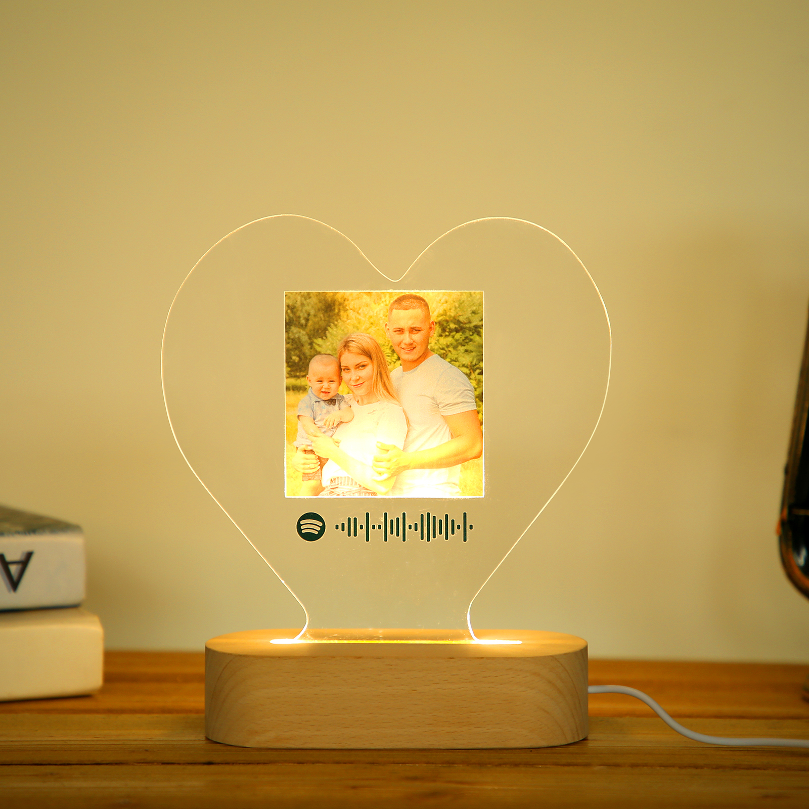 Personalised Spotify Code Photo Heart LED Night Light-Jessemade AU