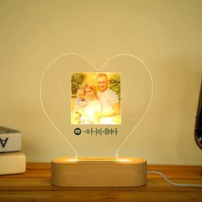 Personalised Spotify Code Photo Heart LED Night Light-Jessemade AU