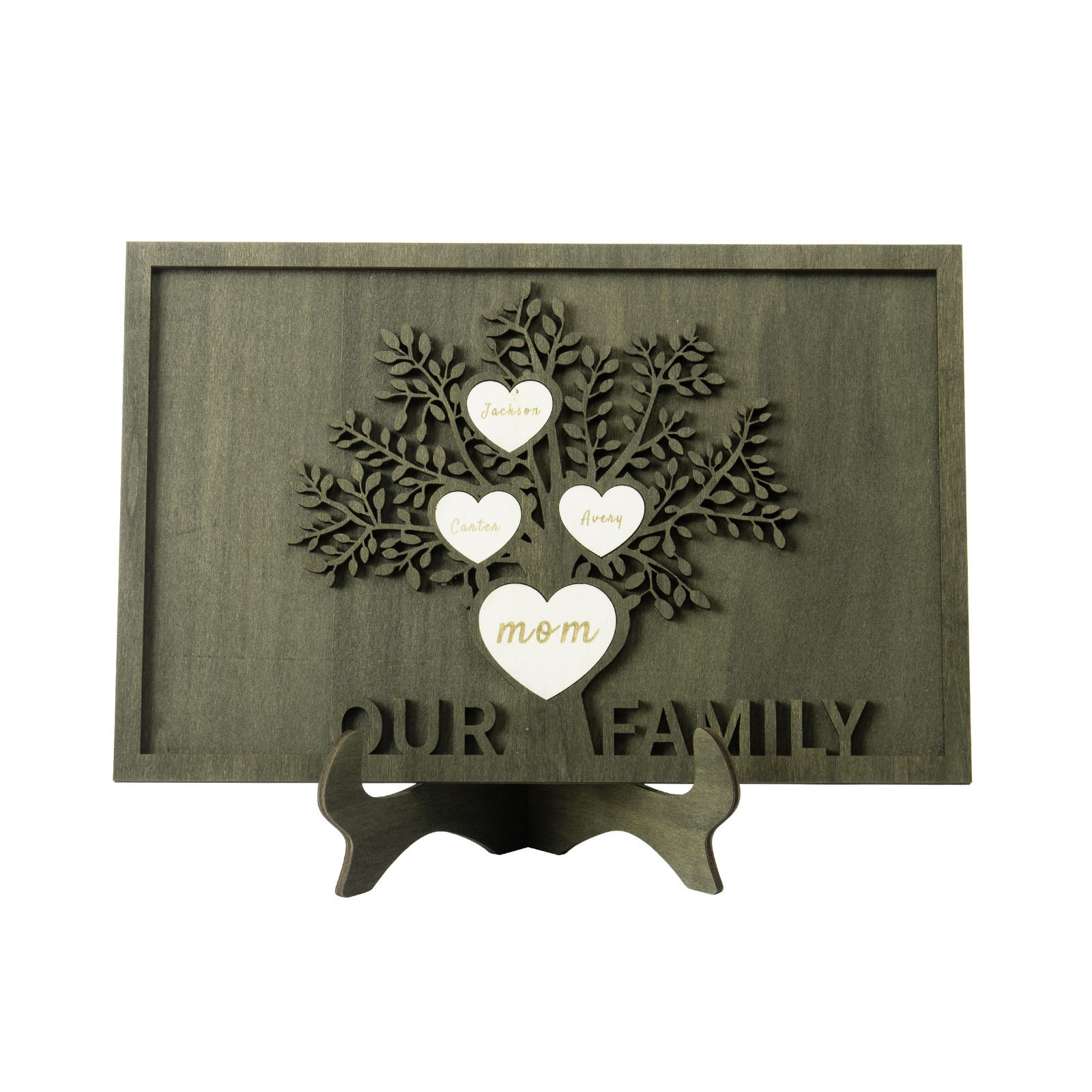Family Tree Wood Frame Personalised Family Tree Sign Custom 4 Names Plaque-Jessemade AU