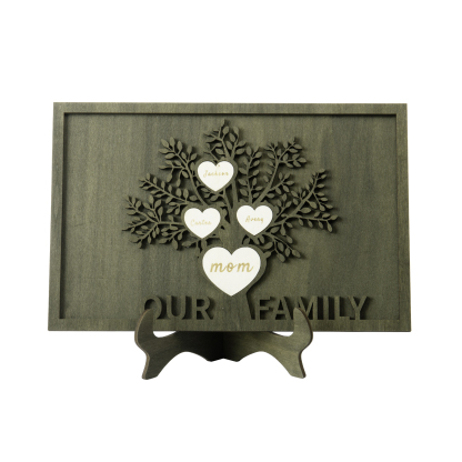 Family Tree Wood Frame Personalised Family Tree Sign Custom 4 Names Plaque-Jessemade AU