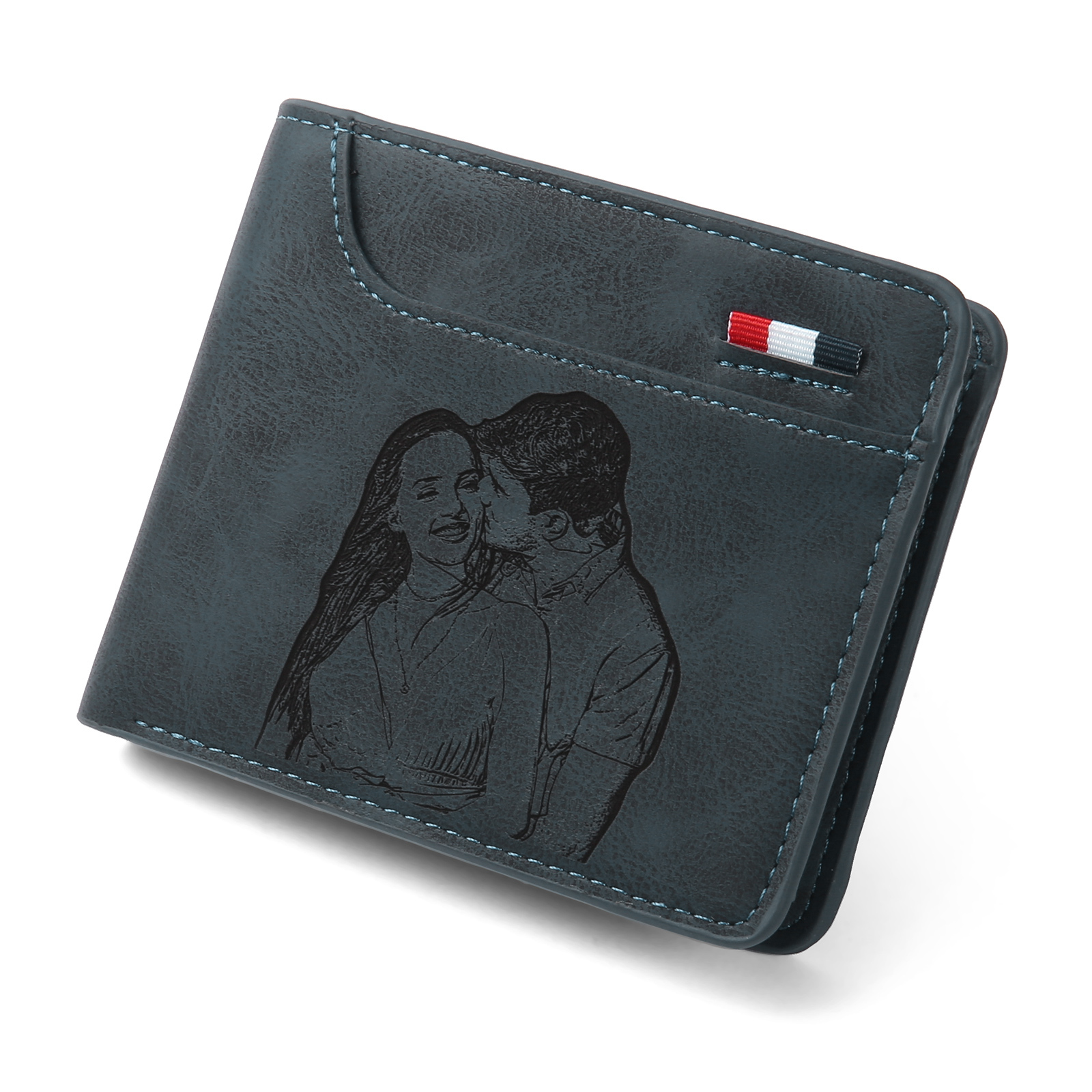 Personalised Monogram Leather Wallet Custom Photo & Name & Letter Wallet Father's Day Gift for Men-Jessemade AU