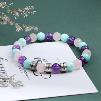 Personalised Colourful Beads Bracelet Custom 3 Names Bracelet Gifts For Her-Jessemade AU