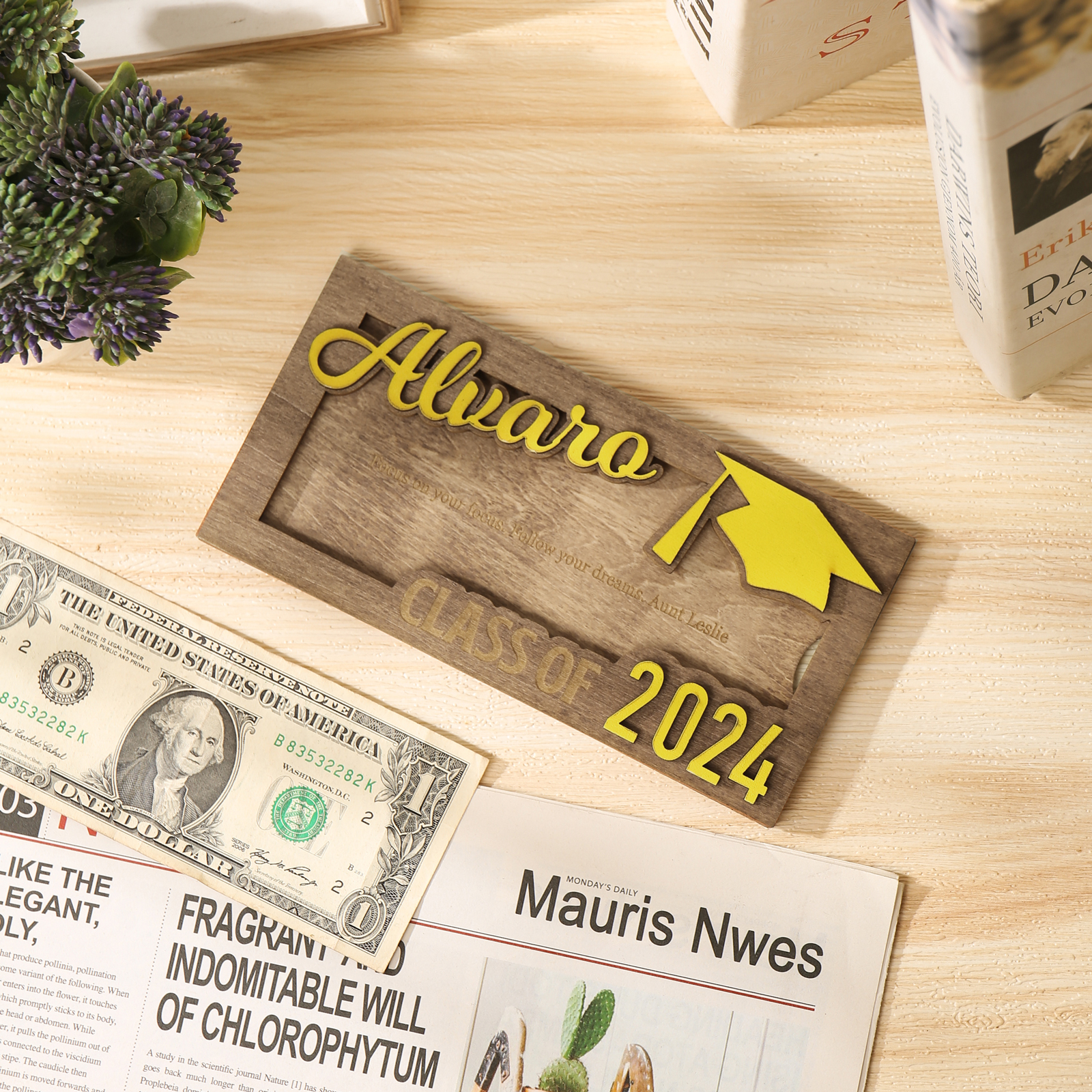 Class of 2024 Personalised Graduation Cash Clip Custom Name & Text Cash Box Creative Gifts for Her/Him-Jessemade AU