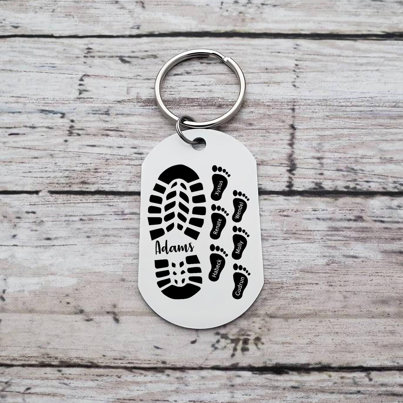 Personalised 7 Names Keychain Custom Dad Shoe Baby Foot Keychain Father's Day Gifts-Jessemade AU
