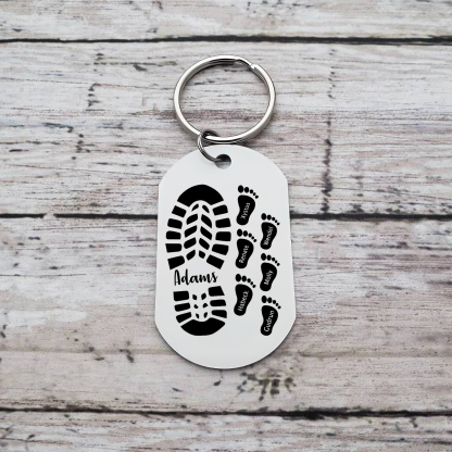 Personalised 7 Names Keychain Custom Dad Shoe Baby Foot Keychain Father's Day Gifts-Jessemade AU