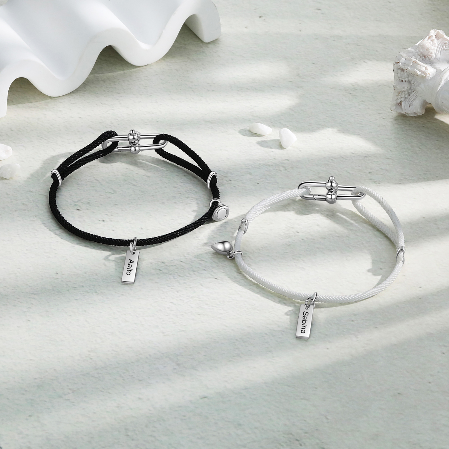 Custom 1 Name Bracelet Adjustable Bracelet Black/White Bracelet Personalised Gift for Him/Her-Jessemade AU