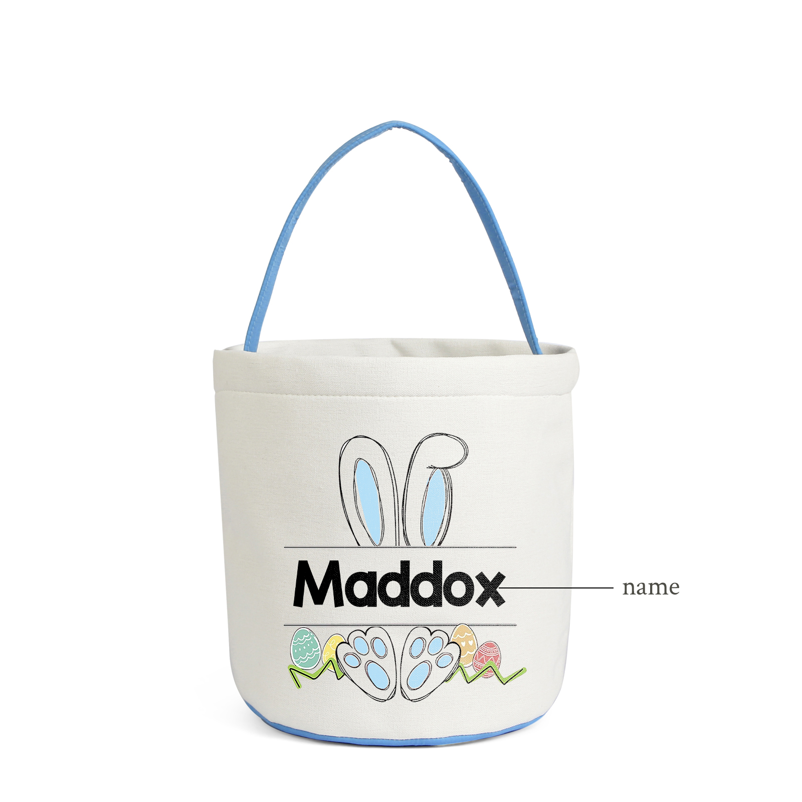 Easter Bunny Tote Bag Personalised Name Bucket Bag White Basket Gifts For Kids-Jessemade AU