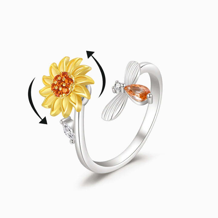 To My Granddaughter Sunflower Fidget Ring "You Are My Sunshine"-Jessemade AU