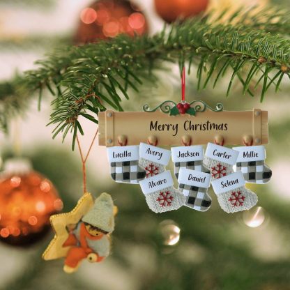 8 Names - Personalised Christmas Stockings Ornaments Customised Name & Text Christmas Decor Wooden Gifts for Family Friends-Jessemade AU