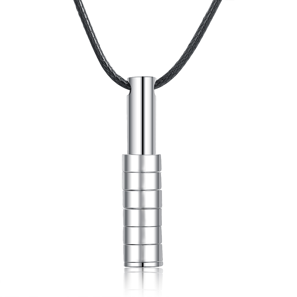 Personalised Vertical Cylinder Pendant Necklace with Beads Engraved 6 Names Men's Necklace for Him-Jessemade AU