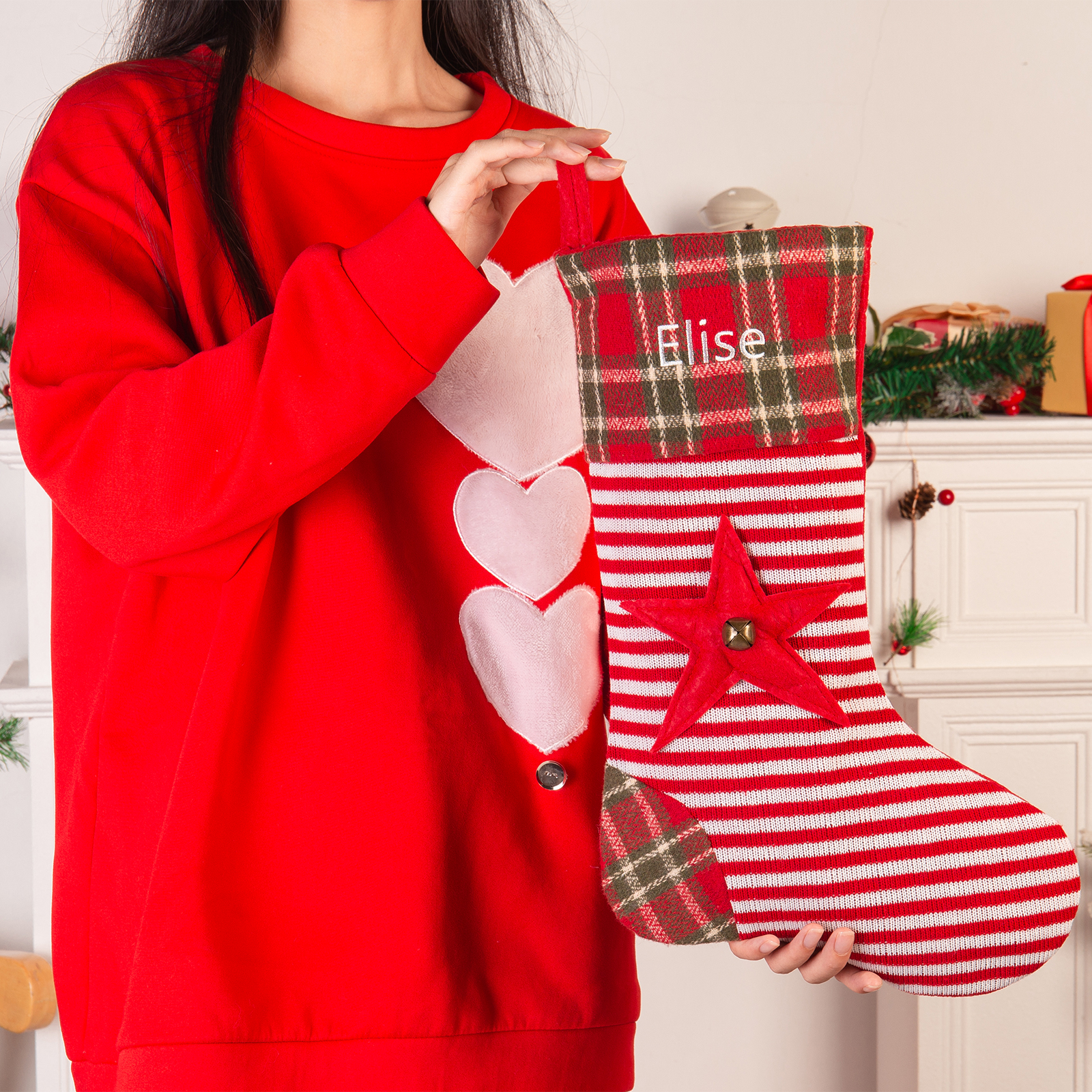 Personalised Christmas Stocking Ornaments Custom 1 Name Gift Bag Christmas Gifts for Family and Friends-Jessemade AU