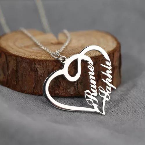 Personalised Heart Necklace Custom 2 Names Necklace Gift For Women-Jessemade AU