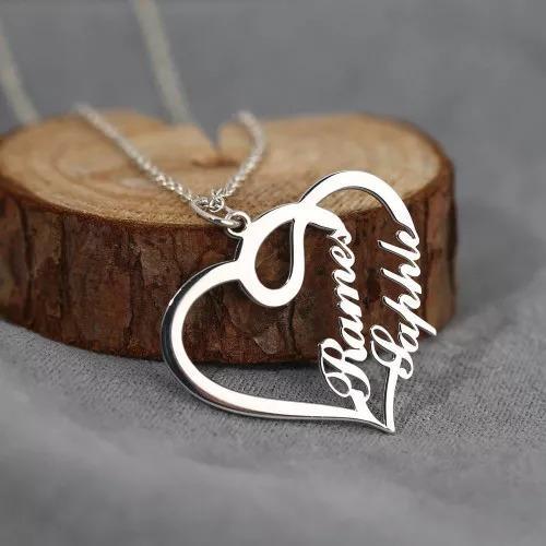 Personalised Heart Necklace Custom 2 Names Necklace Gift For Women-Jessemade AU