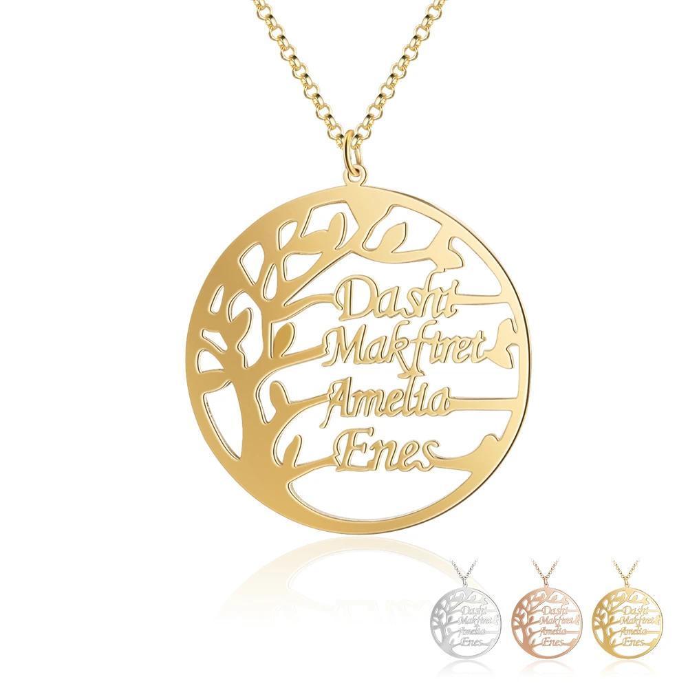 Family Tree Custom 4 Names Sterling Silver Tree-Jessemade AU