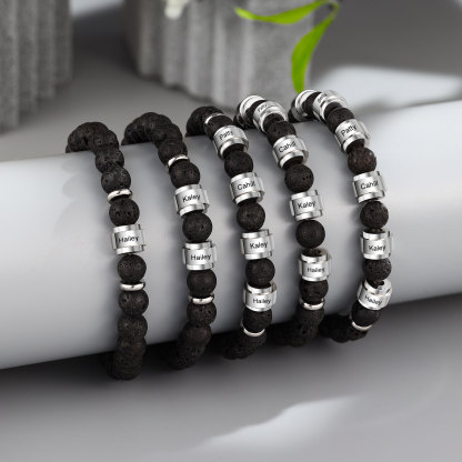 Personalised Lava Rock Bracelet with 4 Names Men's Bracelet Gifts For Him-Jessemade AU