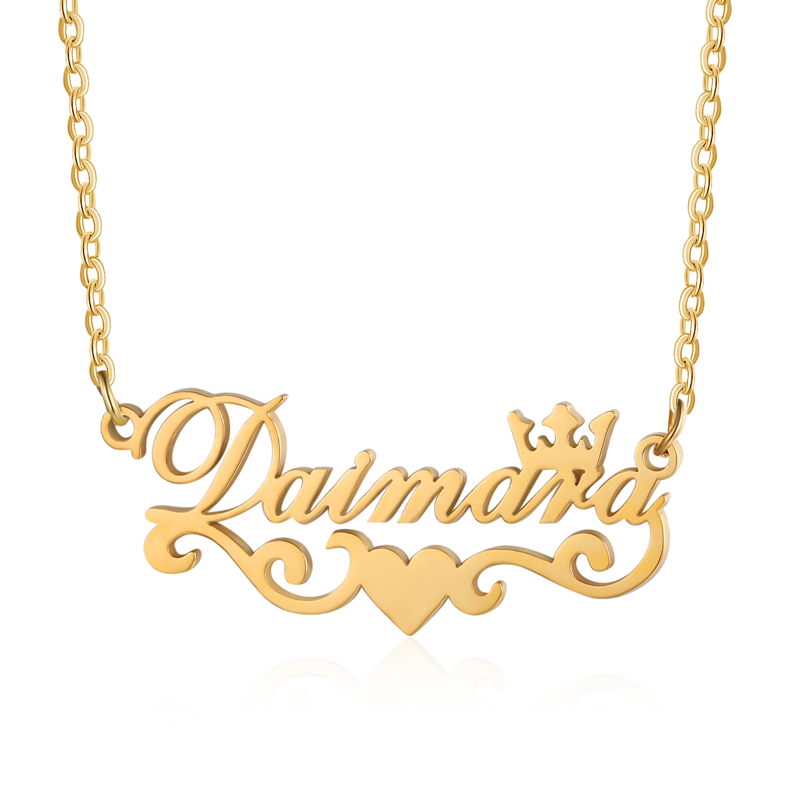 Crown Name Necklace Heart Personalised Name Necklaces Christmas Gift-Jessemade AU