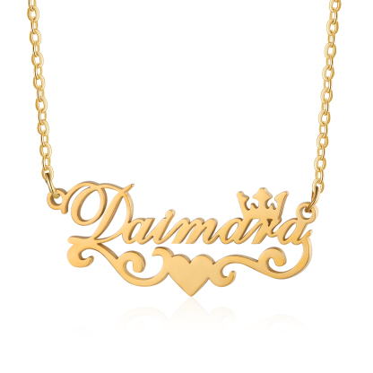 Crown Name Necklace Heart Personalised Name Necklaces Christmas Gift-Jessemade AU