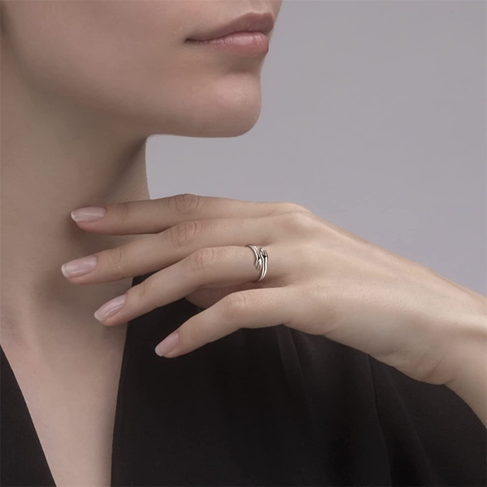 Mother’s Day Gift 2023 Couple Hug Ring Love Style Rings for Her or Him-Jessemade AU