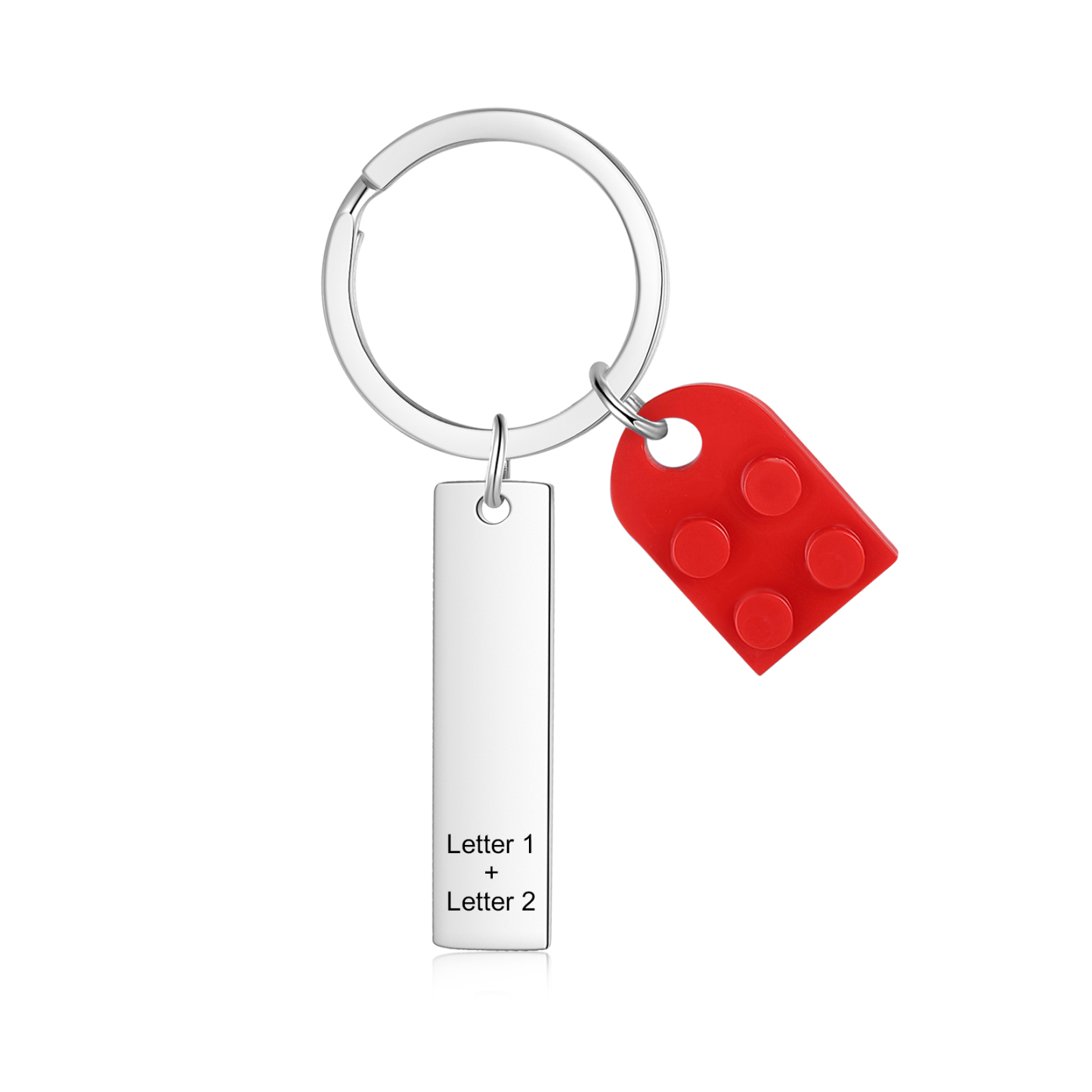 Brick Heart Keyring Set Custom 2 Letters Matching Couple Keychain Valentine's Day Gifts For Couples/Friends-Jessemade AU