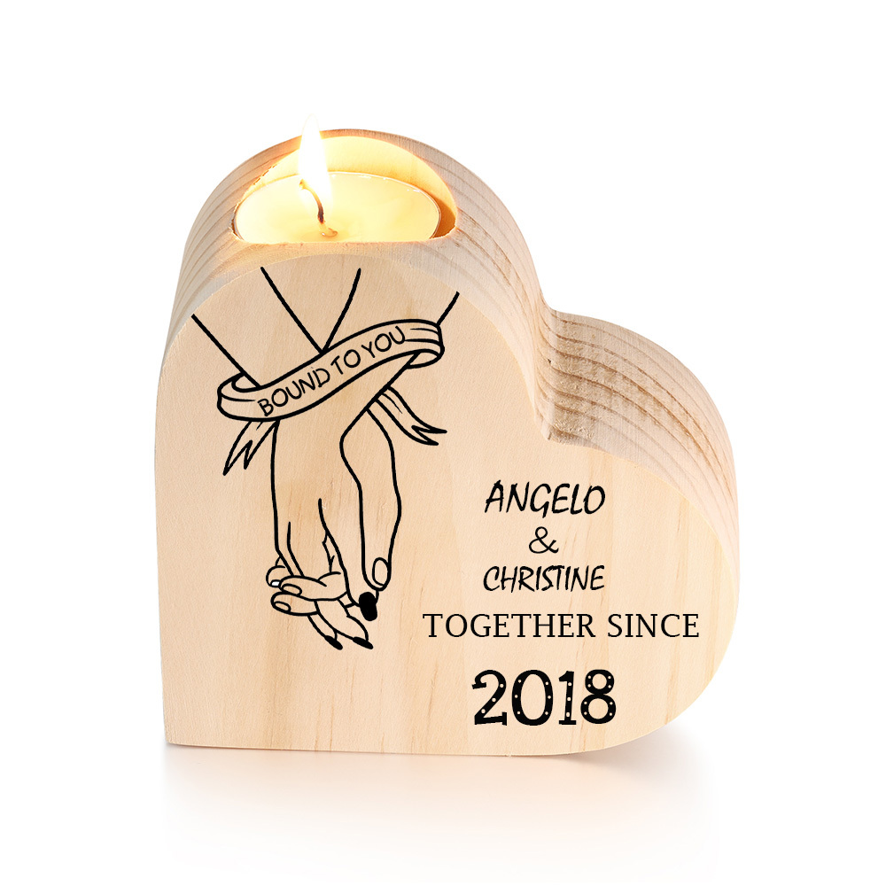 Couple Wooden Heart Candle Holder Hand Gesture Heart Promise Candlesticks-Jessemade AU