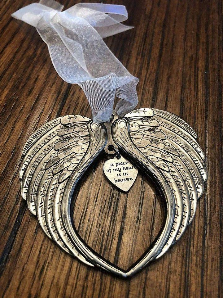 Memorial Angel Wings Heart Ornament A Piece of My Heart Is In Heaven-Jessemade AU